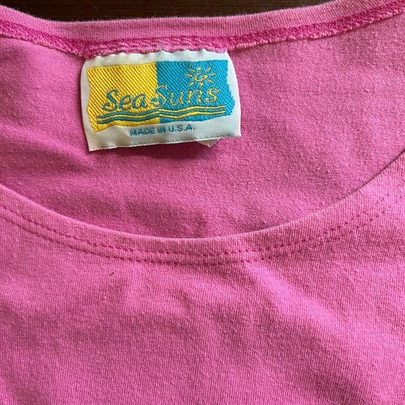 Women's Pink Cropped Top Large with Floral Patch - Picture 3 of 4